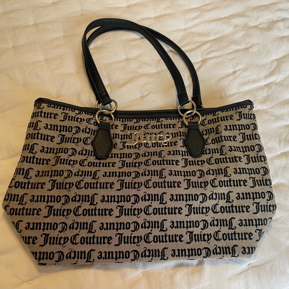 Juicy Couture Black Logo Canvas Tote Bag—EUC
